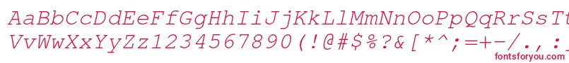 フォントTexgyrecursorItalic – 白い背景に赤い文字