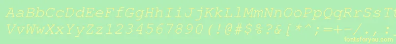 Fonte TexgyrecursorItalic – fontes amarelas em um fundo verde