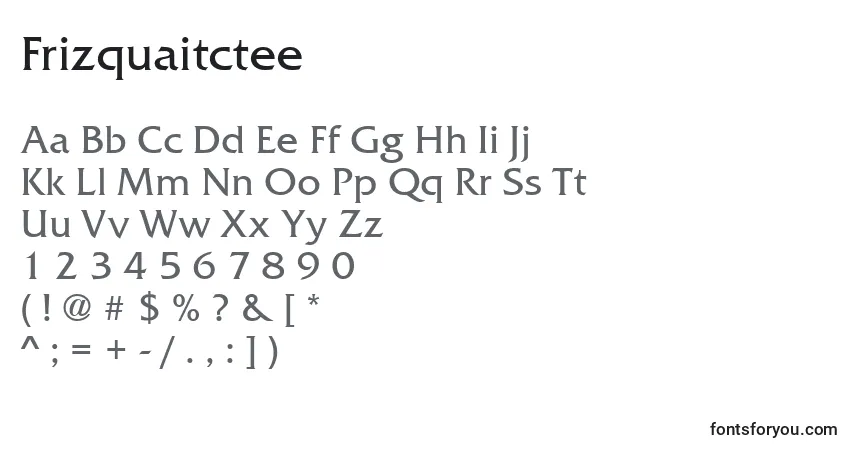 A fonte Frizquaitctee – alfabeto, números, caracteres especiais