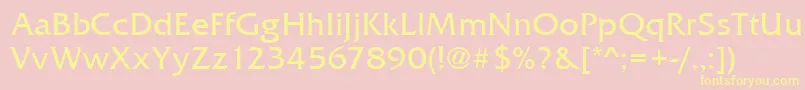 Frizquaitctee-Schriftart – Gelbe Schriften auf rosa Hintergrund
