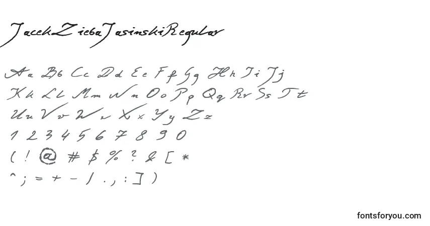 JacekZiebaJasinskiRegular Font – alphabet, numbers, special characters