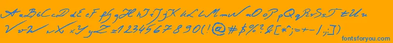 JacekZiebaJasinskiRegular-Schriftart – Blaue Schriften auf orangefarbenem Hintergrund