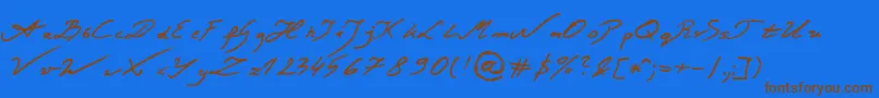 JacekZiebaJasinskiRegular-Schriftart – Braune Schriften auf blauem Hintergrund