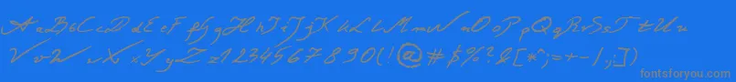 JacekZiebaJasinskiRegular-Schriftart – Graue Schriften auf blauem Hintergrund