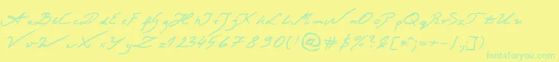 JacekZiebaJasinskiRegular Font – Green Fonts on Yellow Background