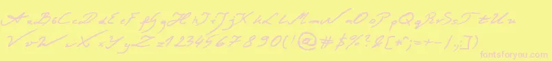 JacekZiebaJasinskiRegular-Schriftart – Rosa Schriften auf gelbem Hintergrund