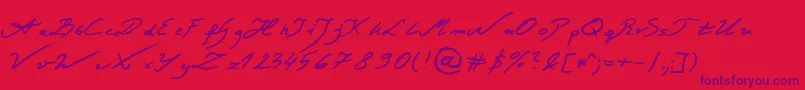 JacekZiebaJasinskiRegular Font – Purple Fonts on Red Background