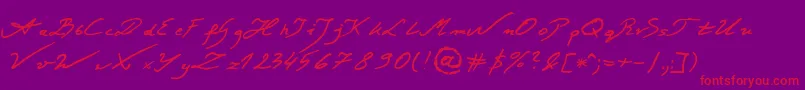 JacekZiebaJasinskiRegular Font – Red Fonts on Purple Background