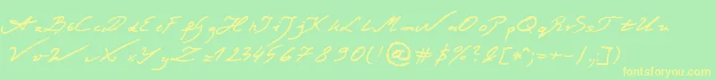 JacekZiebaJasinskiRegular Font – Yellow Fonts on Green Background