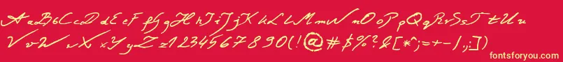 JacekZiebaJasinskiRegular Font – Yellow Fonts on Red Background