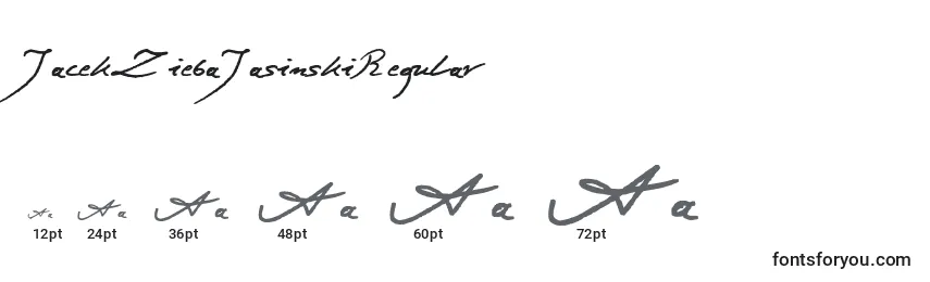 Размеры шрифта JacekZiebaJasinskiRegular