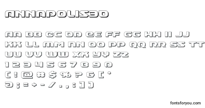 Schriftart Annapolis3D – Alphabet, Zahlen, spezielle Symbole