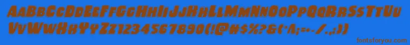 Rubberboyacadital Font – Brown Fonts on Blue Background