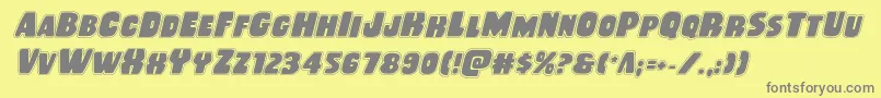 Rubberboyacadital-Schriftart – Graue Schriften auf gelbem Hintergrund