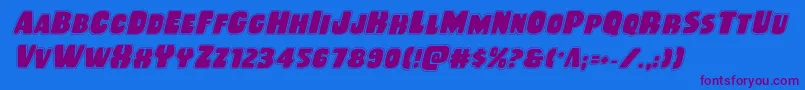 Rubberboyacadital Font – Purple Fonts on Blue Background