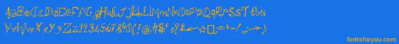 フォントPolissepalisse – オレンジ色の文字が青い背景にあります。