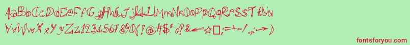 Polissepalisse-Schriftart – Rote Schriften auf grünem Hintergrund