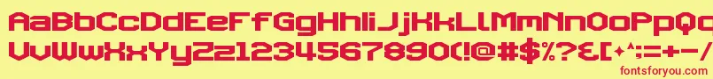TriggeringFanfares Font – Red Fonts on Yellow Background