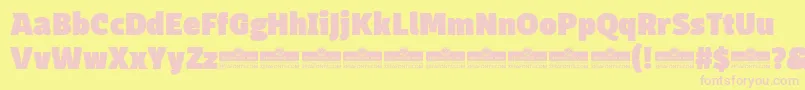 DomotikaBlackTrial-Schriftart – Rosa Schriften auf gelbem Hintergrund