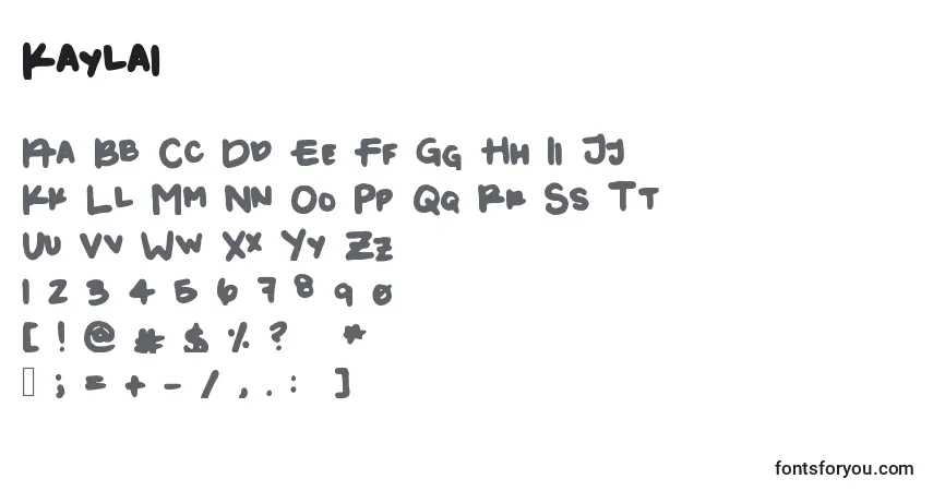 Czcionka Kayla1 – alfabet, cyfry, specjalne znaki