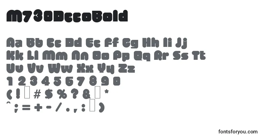 Шрифт M730DecoBold – алфавит, цифры, специальные символы