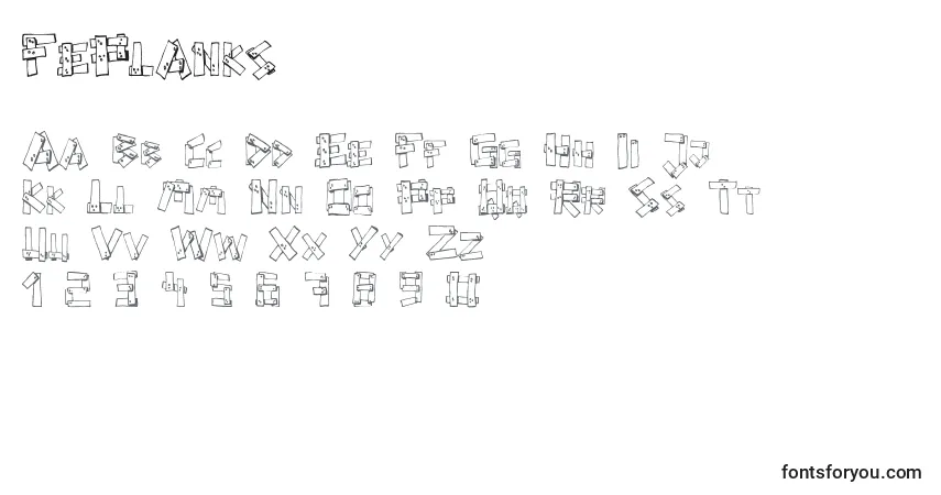 Schriftart FePlanks – Alphabet, Zahlen, spezielle Symbole