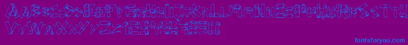 フォントFePlanks – 紫色の背景に青い文字