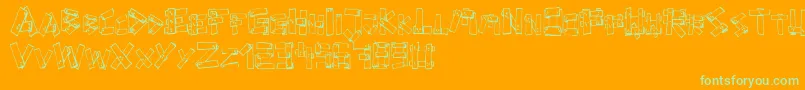 FePlanks-Schriftart – Grüne Schriften auf orangefarbenem Hintergrund