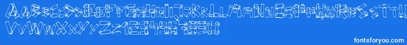 フォントFePlanks – 青い背景に白い文字