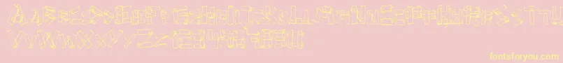 フォントFePlanks – 黄色のフォント、ピンクの背景