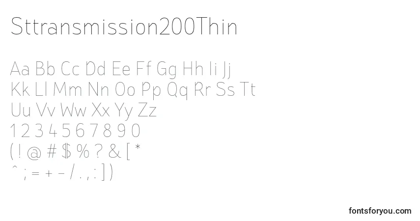 Schriftart Sttransmission200Thin – Alphabet, Zahlen, spezielle Symbole