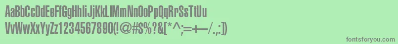 フォントHeliosultracompressed – 緑の背景に灰色の文字