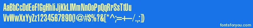 フォントHeliosultracompressed – 黄色の文字、青い背景