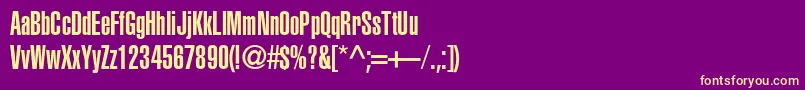 Więcej informacji o czcionce Heliosultracompressed Czcionka Heliosultracompressed – żółte czcionki na fioletowym tle