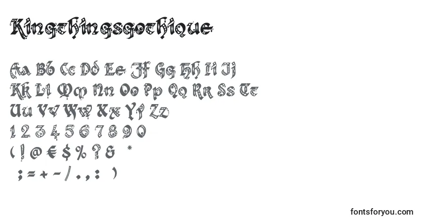 Kingthingsgothique-fontti – aakkoset, numerot, erikoismerkit