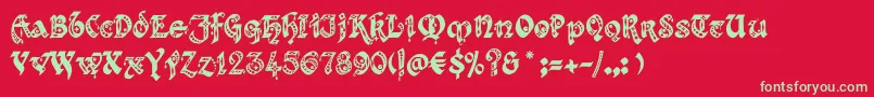 Kingthingsgothique Font – Green Fonts on Red Background