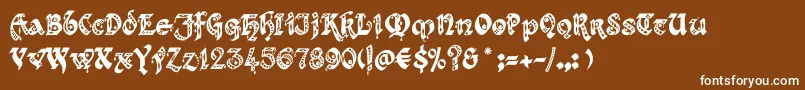 フォントKingthingsgothique – 茶色の背景に白い文字