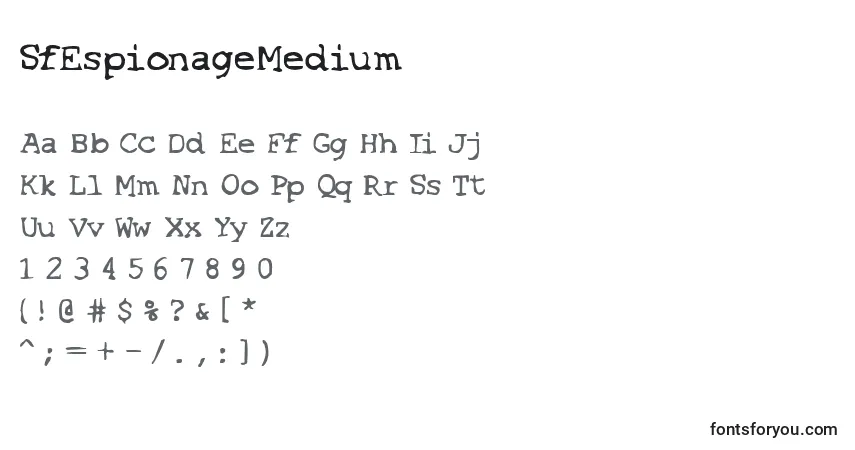 Fuente SfEspionageMedium - alfabeto, números, caracteres especiales