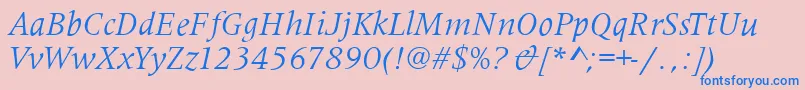 MetaphorItalic Font – Blue Fonts on Pink Background