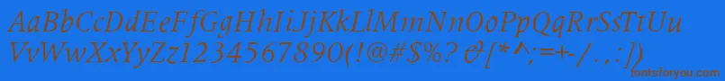MetaphorItalic Font – Brown Fonts on Blue Background