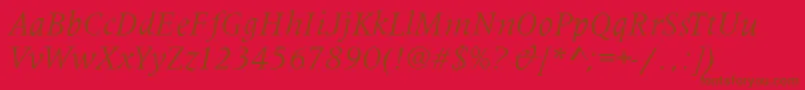MetaphorItalic-Schriftart – Braune Schriften auf rotem Hintergrund