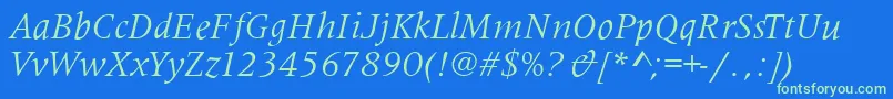 MetaphorItalic Font – Green Fonts on Blue Background