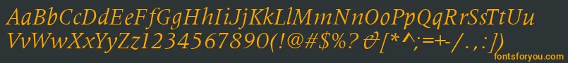 フォントMetaphorItalic – 黒い背景にオレンジの文字