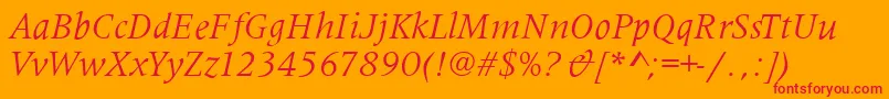 MetaphorItalic-Schriftart – Rote Schriften auf orangefarbenem Hintergrund