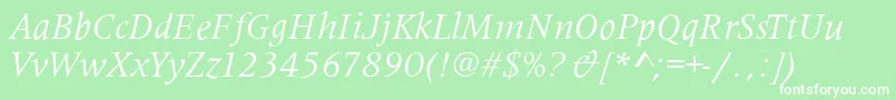 フォントMetaphorItalic – 緑の背景に白い文字