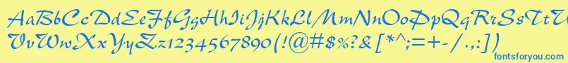 NewBerolinaMt Font – Blue Fonts on Yellow Background