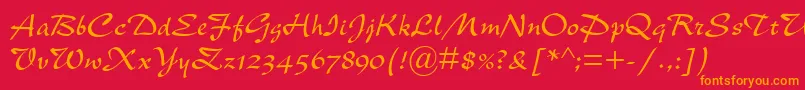 NewBerolinaMt Font – Orange Fonts on Red Background