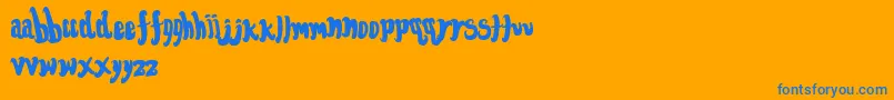 Fontforthedumped-Schriftart – Blaue Schriften auf orangefarbenem Hintergrund