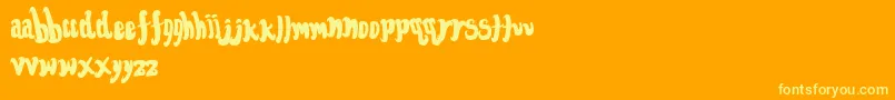 Fontforthedumped-Schriftart – Gelbe Schriften auf orangefarbenem Hintergrund