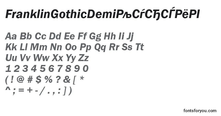 A fonte FranklinGothicDemiРљСѓСЂСЃРёРІ – alfabeto, números, caracteres especiais
